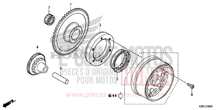EMBRAYAGE DE DEMARRAGE de CRF125F "Petites Roues" EXTREME RED (R292) 2023